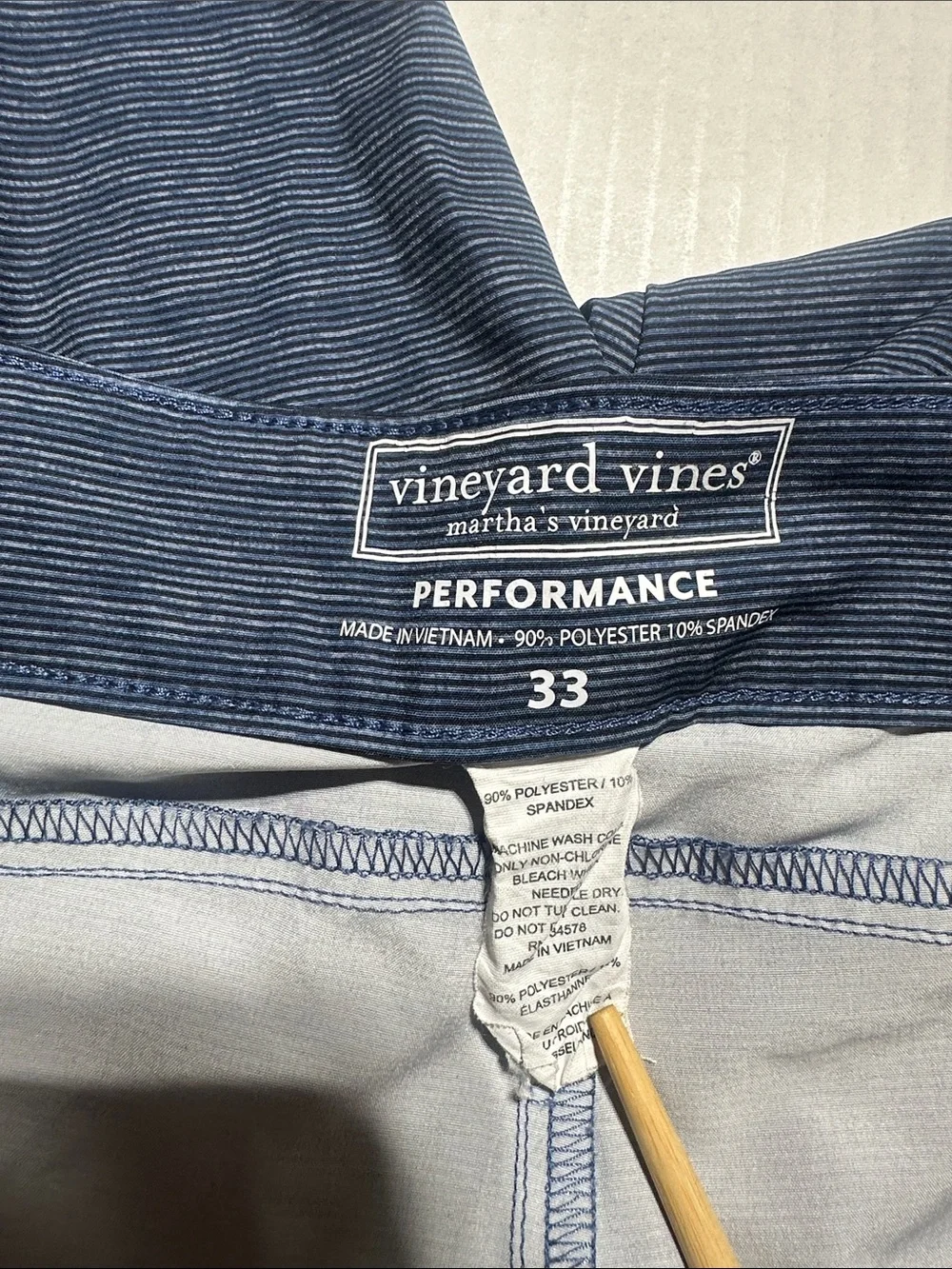 Vineyard Vines Heather Navy Swim Board Shorts with Side Stripe zipper pocket